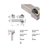 Canela Turning Tool Canela Wedge Clamp or Double Lock Turning Tool Holder MCLNL2525M12 25mm Shank